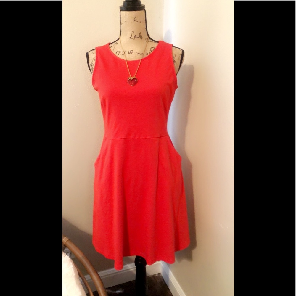 New York & Company Red Dress with Pockets